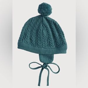 NWT Kate Quinn EAR FLAP SWEATER BEANIE, TAPESTRY ORGANIC COTTON/SILK CABLE KNIT